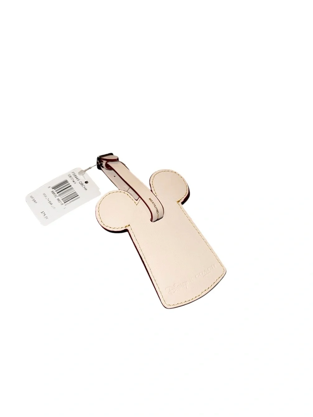NWT Coach x Disney Collection Luggage Travel Bag Tag White Leather Collector